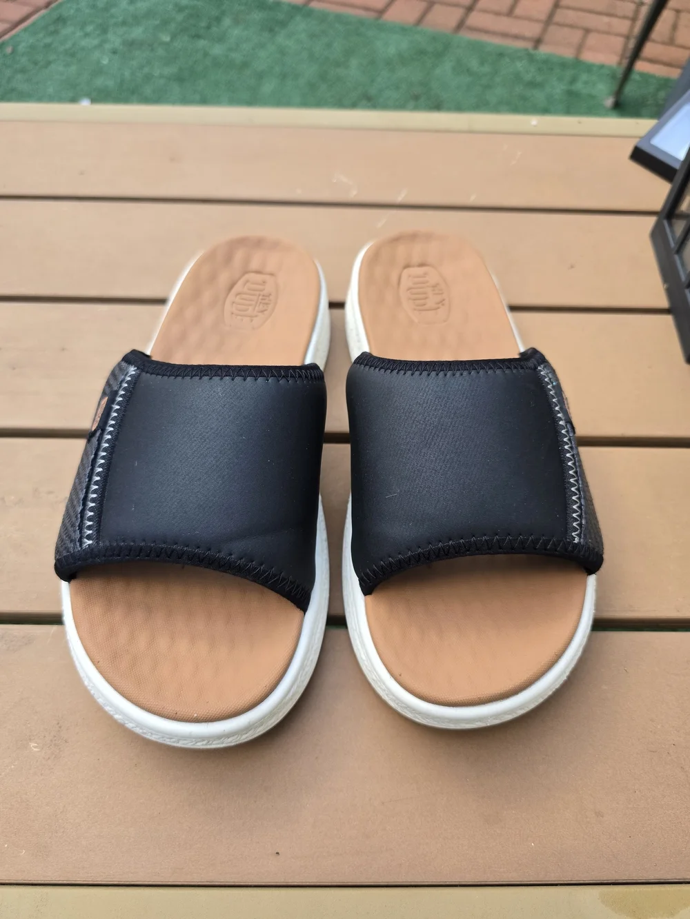 HEYDUDE Tide Espadrille Slide Sandals Black Size 7W